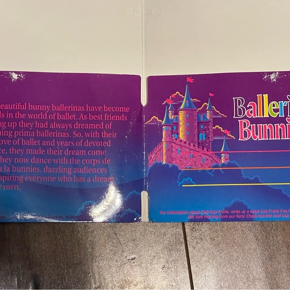 Lisa Frank Ballerina Bunnies Folder Portfolio Unpunched Fantastic World Set Of 2 - Picture 5 of 9
